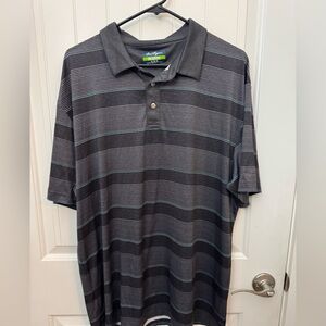 Ben Hogan Charcoal and Blue Striped Polo Shirt performance men’s XL A